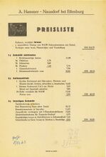 Preisliste zum Händler-Anschreiben, September 1963.