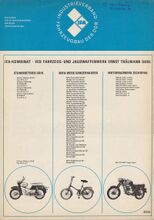 Anzeige für Produkte das IFA-Kombinat VEB Fahrzeug- und Jahgdwaffenwerk Ernst Thälmann Suhl, September 1970.