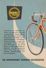Werbeanzeige für Rennradreifen von KOWALIT, 1960.