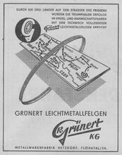 Anzeige zur Friedensfahrt 1961.