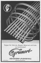Anzeige mit den verschiedenen Felgenprofilen, Frühjahr 1958.