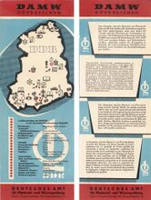 Information über das DAMW und die Gütezeichen, 1959. (Doppelseitiger Einleger aus dem Messekatalog zur Leipziger Frühjahrsmesse 1959.)