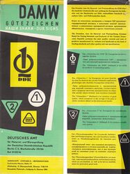 Information zum DAMW und den Gütezeichen, 1962. (Einleger aus dem Messekatalog zur Leipziger Frühjahrsmesse 1962.)