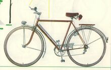 Kolorierte Prospektabbildung des Modell 208 aus dem Jahre 1957. Ausgestattet mit Terry-Sattel, erster Ausführung des Kettenschutzes und Zweiarm-Tretkurbeln.