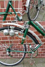 Detailabbildungen dieses besonderen Fahrradmodells. Schalthebel noch von Optima.