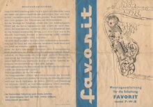 Montageanleitung für Favorit Modell PWB (Drucklegung 1971)