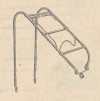 Kinderradgepäckträger Schwedenform Zeitraum: ?? Verwendung: ?? Hersteller: Kupferring Dichtungswerk Material: Stahl, lackiert Bekannte Farben: silber Bemerkungen: für 24"-Räder, "neue Befestigungsart"