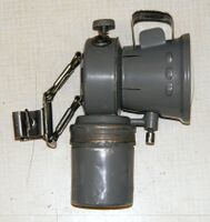 Karbidlampe von MEWA, Material: Aluminium, grau lackiert