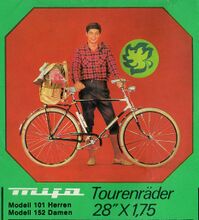 Mifa Modell 101 (1971) Prospektabbildung, zu erkennen ist die Bowdenzug-Stempelbremse.