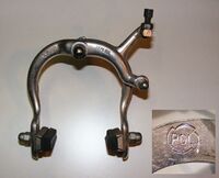 Rasant-Seitenzugbremse TYPE 300 Zeitraum: 19?? - 198? Verwendung: Tourensporträder Material: Aluminium Bemerkungen: Beschriftung mit Blockbuchstaben, Hersteller: Pumpen- und Gebläsewerk Leipzig (PGL) - Herstellerprägung auf Rückseite