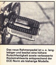 Vorstellung des neuen Rahmenpedals in einem Expeditionsbericht zum Test der Mountainbike-Prototypen von Mifa im Pamir-Gebirge im Sommer 1989. Jugend+Technik, Heft 11, November 1989.