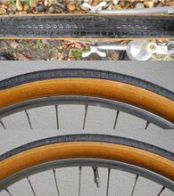 Tourenreifen Zeitraum: 1983-1986 Breite: 1.75 (47 mm) Für Laufradgrößen: 28", 26", 24", 20" Verwendung: Mifa-Tourensporträder, Klappräder, Jugend- und Kinderräder Bemerkungen: schwarz mit orangefarbenen Flanken ("gumwall")