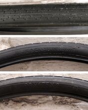 Zeitraum: 1950er Jahre Größe: 26x1.75 Art: Drahtreifen Farbe: schwarz (im Bild), rot, beige Bemerkungen: