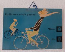 Gemeinsame Reklame für Mifa und Diamant. Pappschild, 1961.