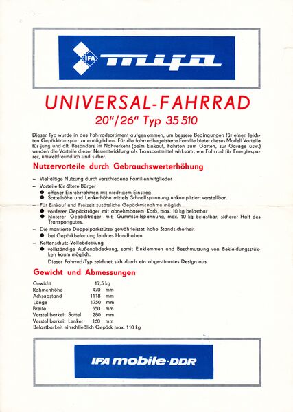 Datei:Reklameblatt Mifa Universal-Fahrrad Typ 35510 1983 A.jpg