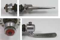Zeitraum: 1961 - 197? Beschreibung: Einstellmutter mit roter Selbstsicherungseinlage; zylindrische Anpressbüchse; gerader Spannhebel mit M4-Sicherungsmutter (flache Hutmutter DIN 917); vereinfachter Renak-Schriftzug