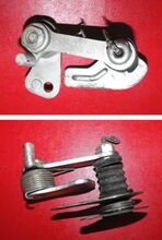 Schaltwerk Nr. 36 DK Zeitraum: 1958 bis 196x Verwendung: Zubehörteil, Möve Modell 100(?) Material: Stahl (matt verchromt/brüniert) Kettenmaß: Standard (1/8") Bemerkungen: Mit Prägung des Gütezeichens "1". Baugleich mit FuS-Optima-Schaltung.