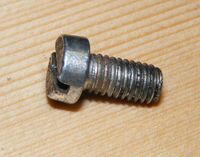 Zeitraum: 195? bis 195? Verwendung bekannt an: Schrauben für El-Me-Beleuchtungskomponenten Oberflächenbehandlung: verzinkt Bemerkungen: leicht konischer Kopf, diverse Längen