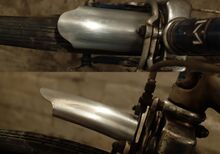 Zeitraum: belegt für 1957 Verwendung: Modell 9 e Material: Aluminiumblech Größen: 26 Zoll Aussparung für Stempelbremse nein Überstand des Vorderrad-Schutzleches: kurz Farben/Varianten: blank Profil: gewölbt; leicht gesickt Bemerkungen: schmale Ausführung; unliniert