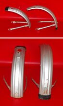 Zeitraum: 1970er/1980er Jahre Hersteller: Verwendung: 12,5 Zoll-Kinderfahrräder der Hersteller Bächtiger / VEB Metallwaren "Blitz" und VEB Kinderfahrzeuge Mühlhausen Material: Aluminiumblech Größen: 12,5 Zoll Farben/Varianten: silber lackiert Profil: gesickt Bemerkungen: auch aus Aluminiumblech gefertigt (unlackiert)