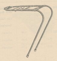 Sportgepäckträger Zeitraum: 19?? bis mind. 1965 Verwendung: vrmtl. Zubehörteil für Tourenräder Hersteller: Kupferring Dichtungswerk Material: Stahl, lackiert Bekannte Farben: schwarz, silber Bemerkungen: Achsbefestigung