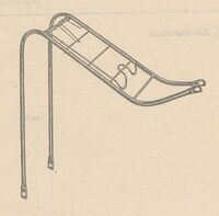 Sportgepäckträger Schwedenform Zeitraum: 19?? bis mind. 1965 Verwendung: vrmtl. nur Zubehörteil Hersteller: Adolf Lofmann Material: Stahl, lackiert Bekannte Farben: schwarz Bemerkungen: Achsbefestigung