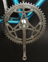 Doppelkettenblatt von Thun (Import BRD) Zeitraum: 198x bis 1990 Verwendung: Diamant Rennräder Material: Stahl (verchromt) Größe: Zahnbreite: 2,1 mm (für 3/32"-Kette) Bemerkungen: