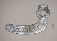 Bremsanker für Rücktrittnabe von FuS, Befestigung am Rahmen durch separate Schelle, verbaut bis 1955, Material: Stahl verchromt