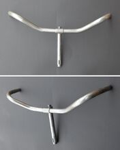 IFA Schönebeck-Tourenlenker Zeitraum: 194x bis 195x Verwendung: IFA Schönebeck-Fahrräder Material: Stahl, verchromt Breite: Schaftlänge: Bemerkungen: ohne Prägung