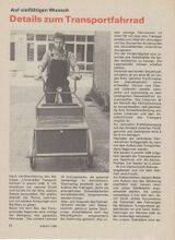 "Details zum Transportfahrrad" (A), in: practic 1/1990.