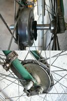 Renak-Nabe mit Trommelbremse Zeitraum: 195? - 196? Verwendung: Zubehör Material: Stahl (verchromt) Bemerkungen: wegen der wirkenden Hebelkräfte nicht für Rundscheidengabeln geeignet